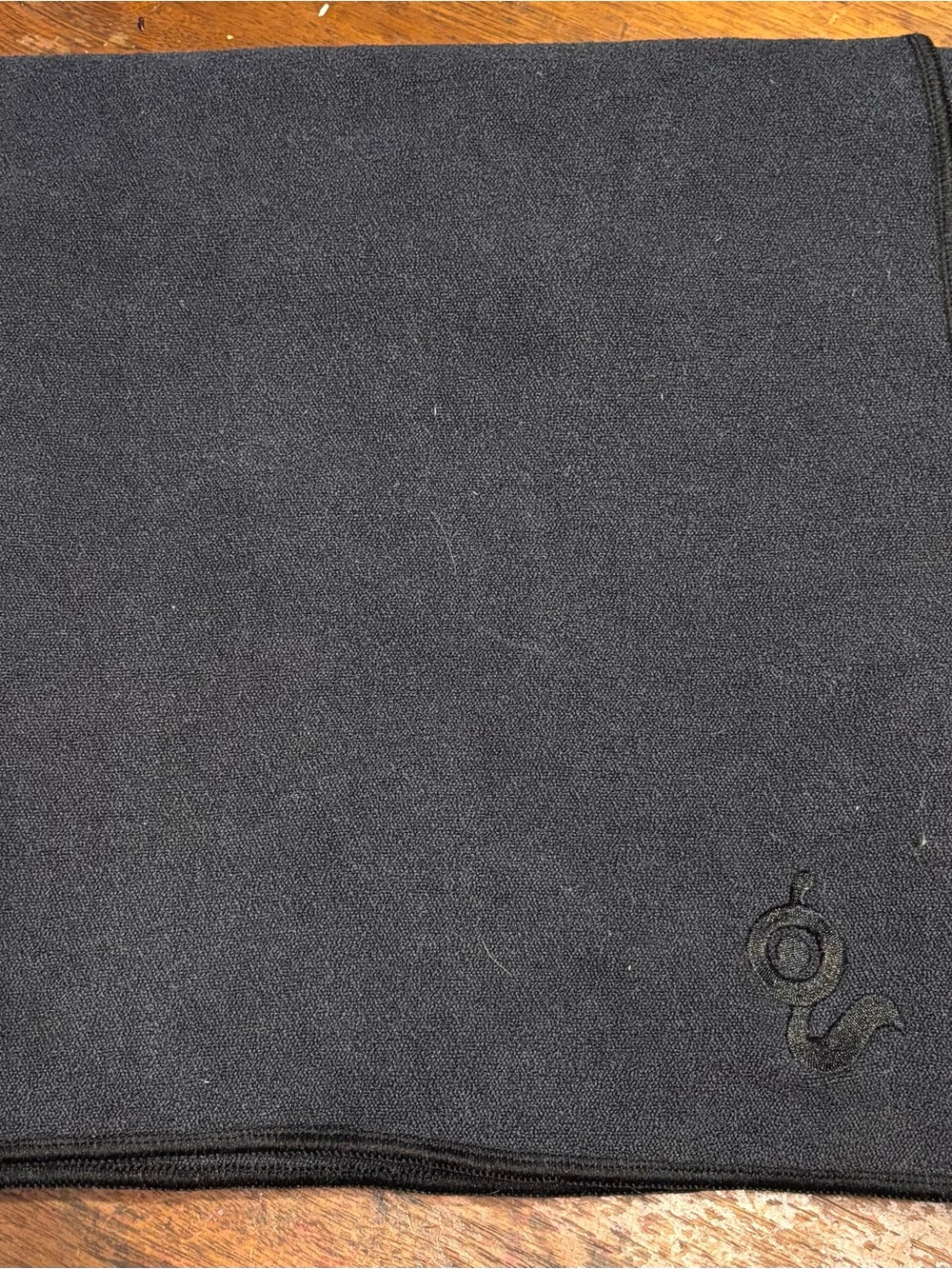 Black Yoga Mat Towel with Subtle Logo